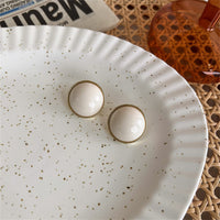 Beige Resin & 18k Gold-Plated Round Stud Earrings