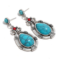 Turquoise & Silver-Plated Teardrop Earrings