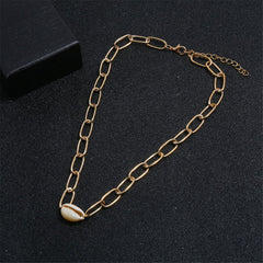 Shell & 18K Gold-Plated Figaro Chain Choker Necklace