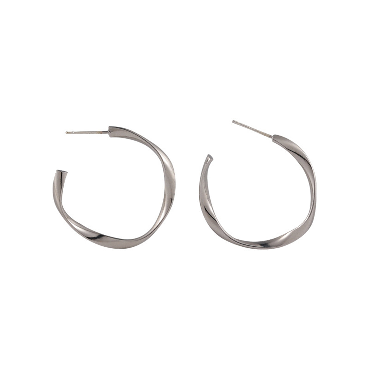 Silver-Plated Twist Open Hoop Earrings