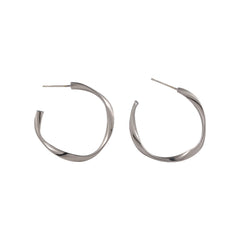 Silver-Plated Twist Open Hoop Earrings