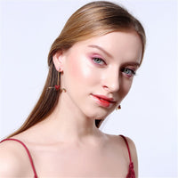 Red cubic zirconia & 18k Gold-Plated Arrow Heart Drop Earrings - streetregion