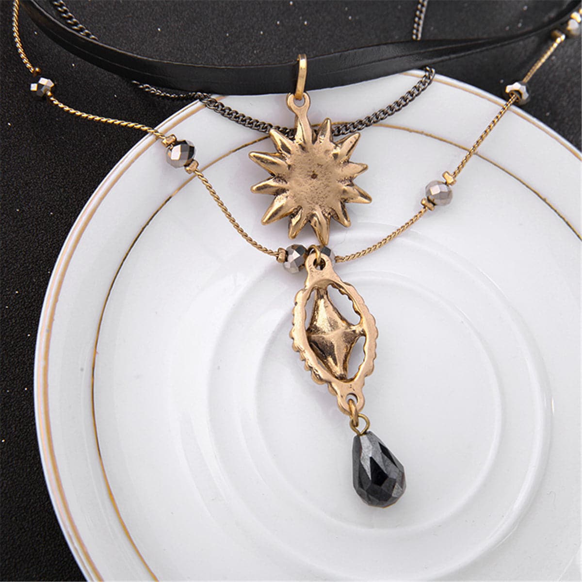 Crystal & Cubic Zirconia Sun Layered Pendant Necklace