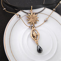 Crystal & Cubic Zirconia Sun Layered Pendant Necklace