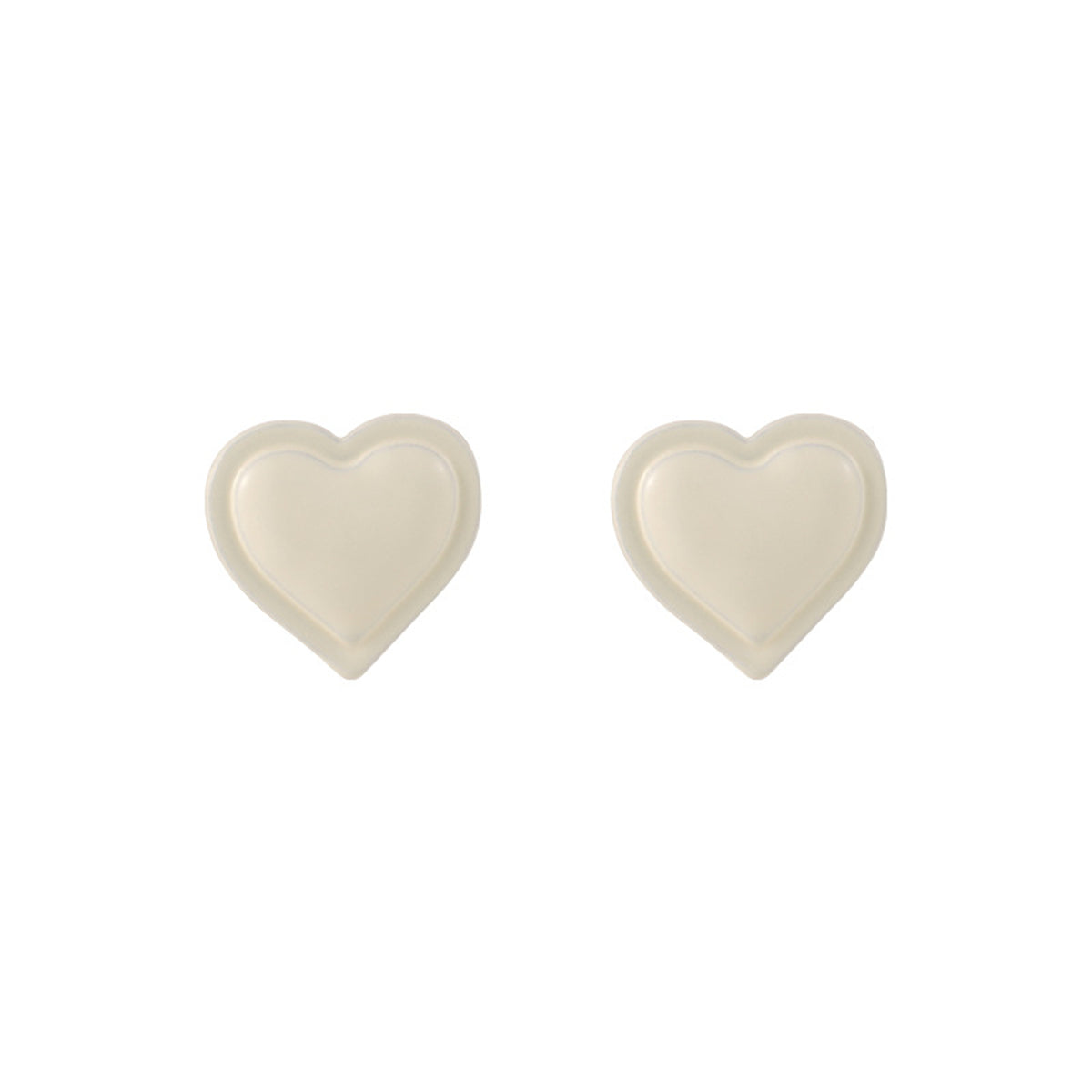 White Heart Stud Earrings, stud earrings for women, vintage-inspired design, front view