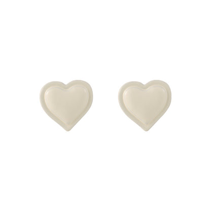 White Heart Stud Earrings, stud earrings for women, vintage-inspired design, front view