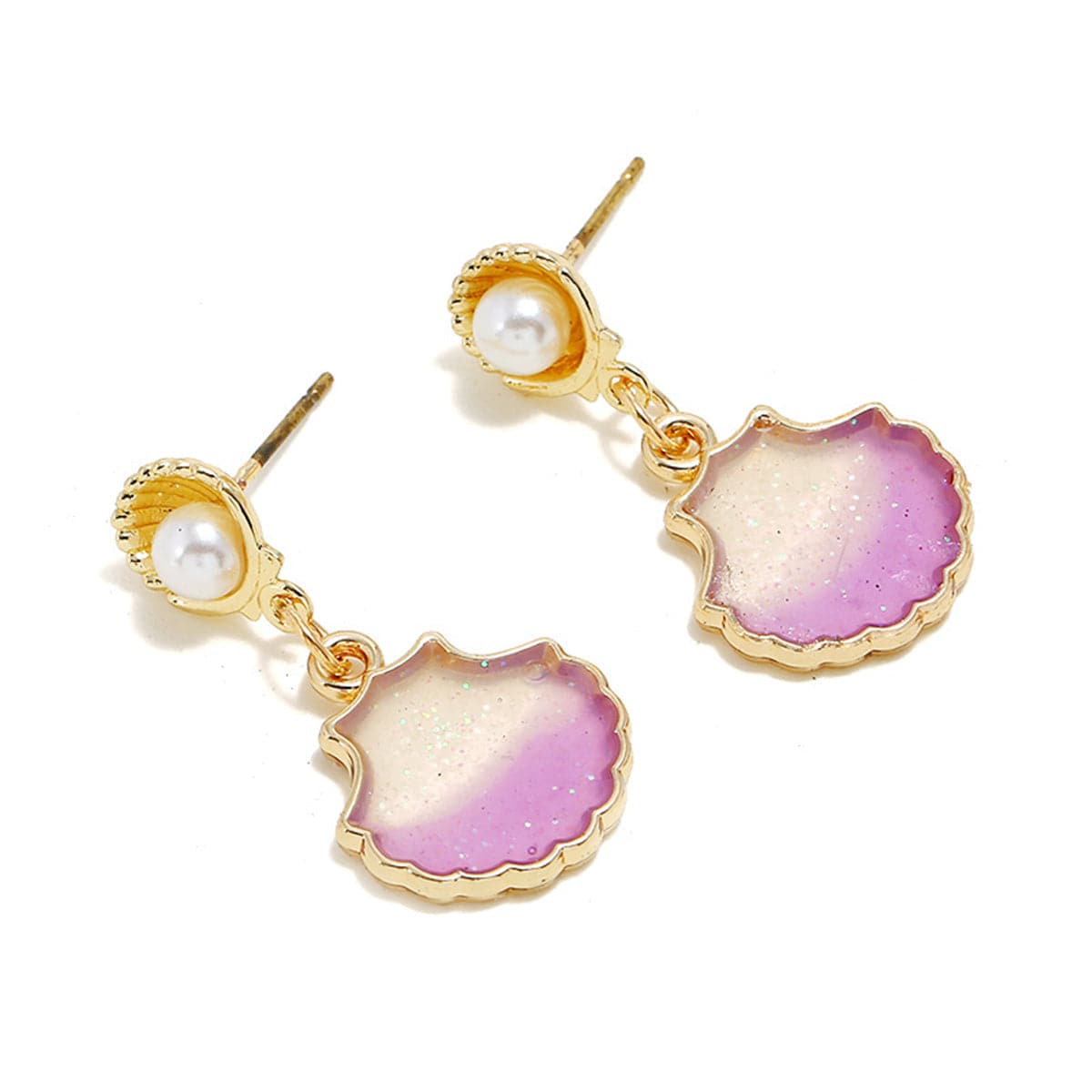 Pearl & Resin 18K Gold-Plated Shell Drop Earrings