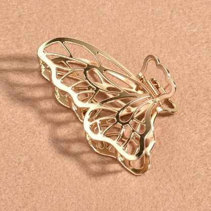 18K Gold-Plated Openwork Butterfly Wings Hair Clip, elegant gift for her, side view