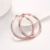 Cubic Zirconia & 18k Rose Gold-Plated Hoop Earrings - streetregion