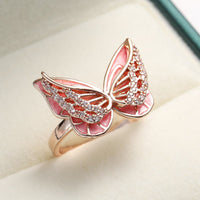 Cubic Zirconia & Rose Goldtone Butterfly Ring