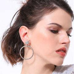 Cubic Zirconia & 18K Gold-Plated Star End Ring Drop Earrings