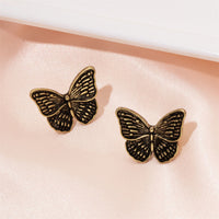 18k Gold-Plated Oxidized Butterfly Stud Earring