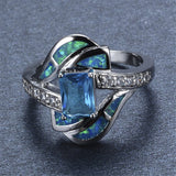 Blue Crystal & Opal Fine Silver-Plated Eternity Ring - streetregion