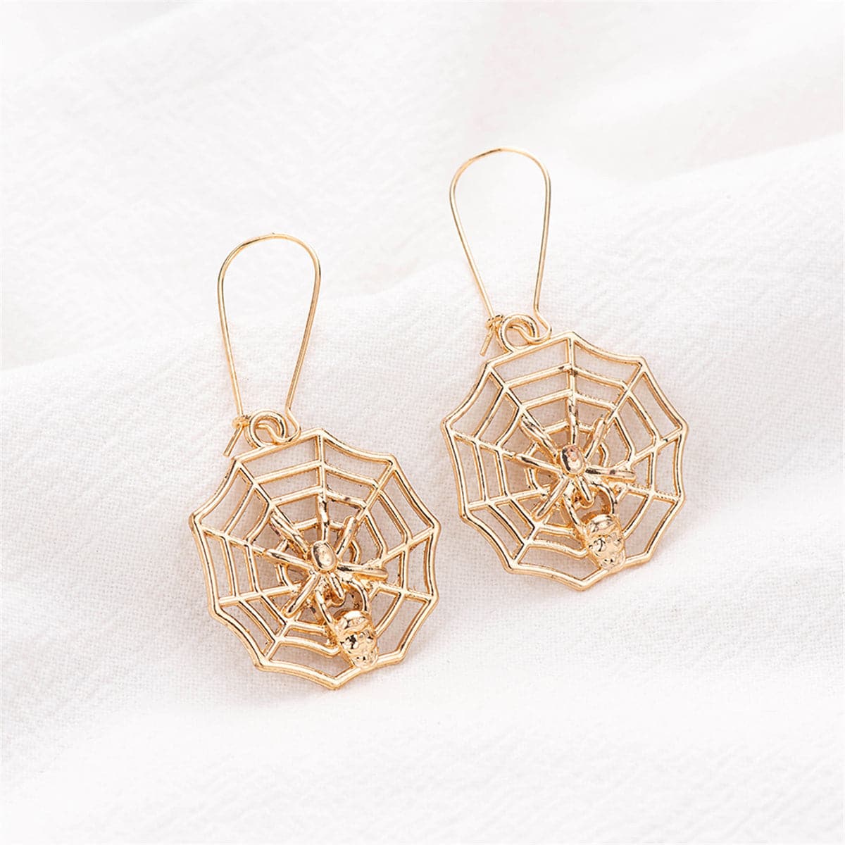 18K Gold-Plated Spider Web Drop Earrings