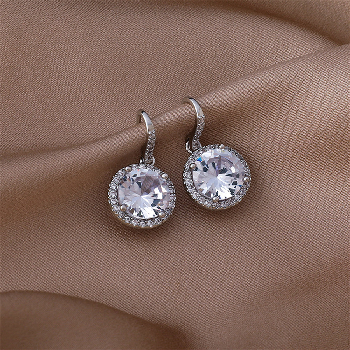SK Clear Crystal and Cubic Zirconia Hola Drop Earrings, drop earrings for women, elegant gift for her, front view
