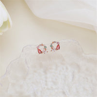 Crystal & 18K Rose Gold-Plated Round Butterfly Stud Earrings