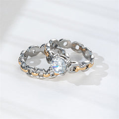 Crystal & Two-Tone Chain Ring Set