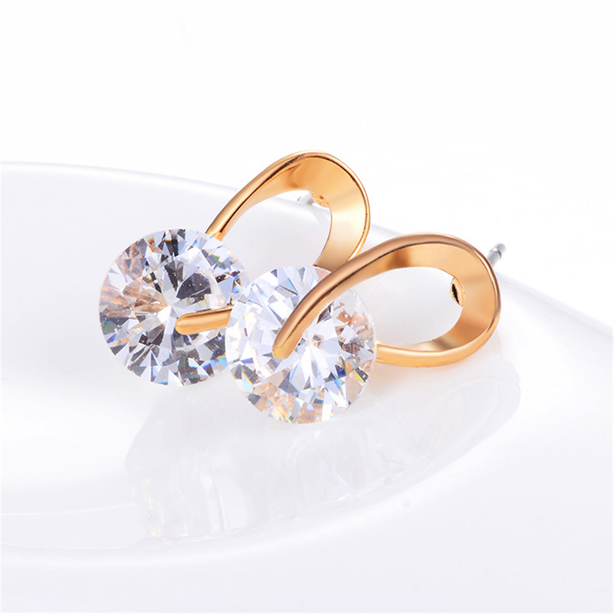 Crystal and 18K Gold-Plated Round-Cut Drop Earrings, gold drop earrings for women, everyday style, lifestyle look