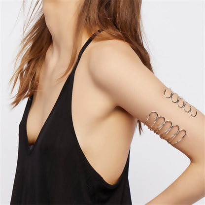 Silver-Plated Floral Bypass Arm Cuff, everyday style, front view