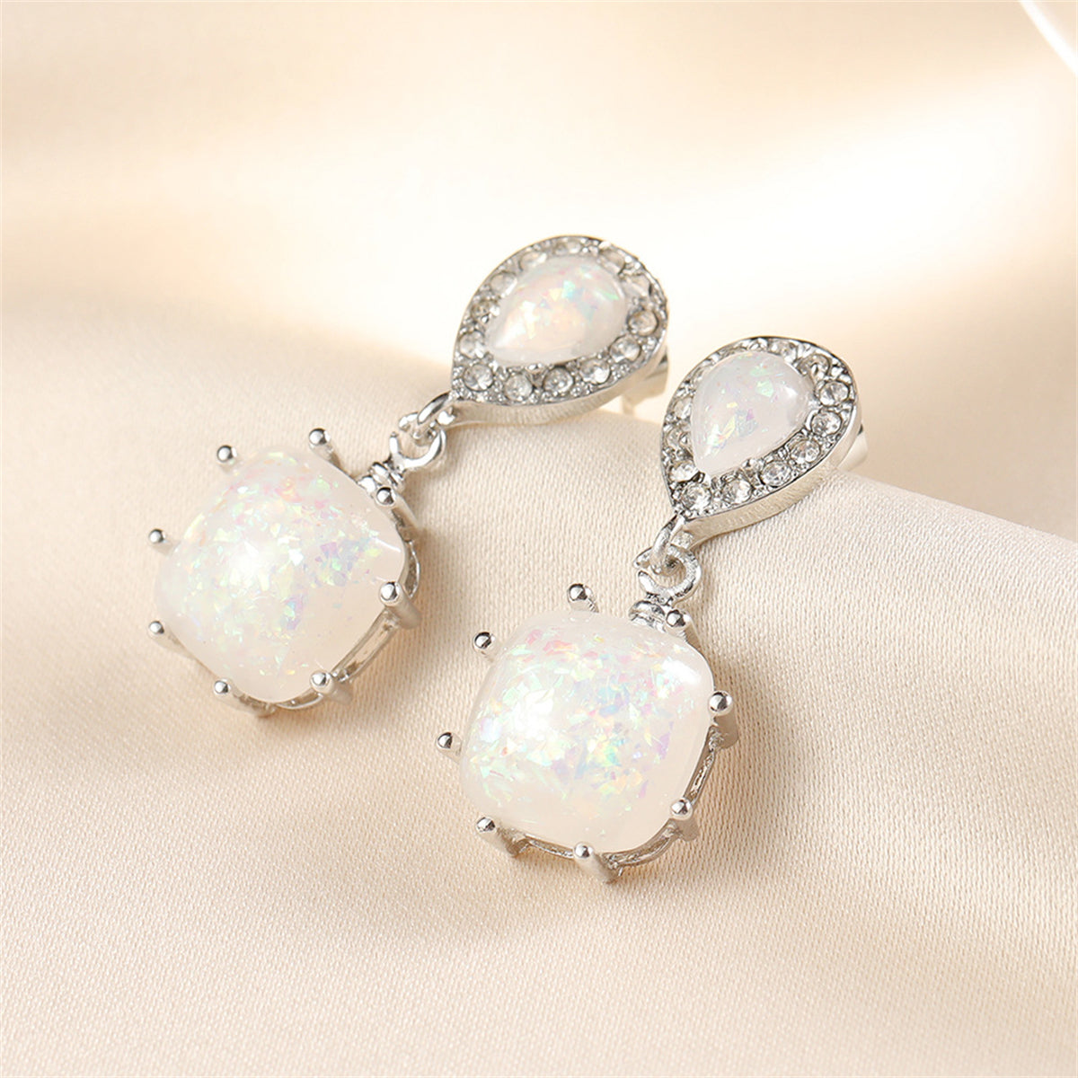 Resin & Cubic Zirconia Drop Earrings