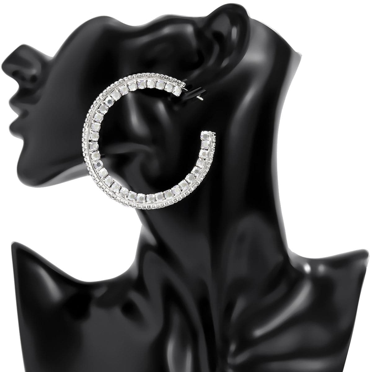 Cubic Zirconia & Silver-Plated Hoop Earrings