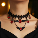 Red & Black Bat Choker Necklace