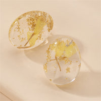 Yellow Floral & Silver-Plated Earrings