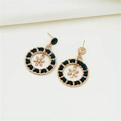 Black Ribbon & Enamel 18K Gold-Plated Snowflake Drop Earrings
