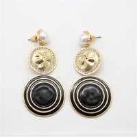 Cubic Zirconia & Imitation Pearl Circle Drop Earrings