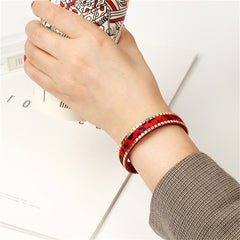 Red Polyurethane & 18K Gold-Plated Animal Prints Belt Bracelet