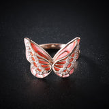 Cubic Zirconia & Rose Goldtone Butterfly Ring