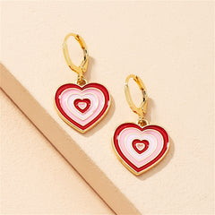 Red Enamel & 18K Gold-Plated Heart Huggie Earrings