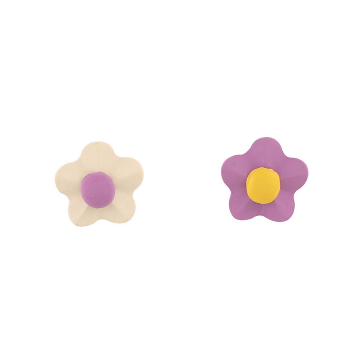 Purple & Yellow Flower Stud Earrings