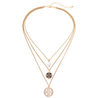Imitation Pearl & Cubic Zirconia Three-Layer Pendant Necklace