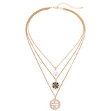 Imitation Pearl & Cubic Zirconia Three-Layer Pendant Necklace