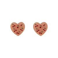 Pink Acrylic & Silver-Plated Cherry-Heart Stud Earrings