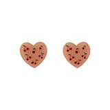 Pink Acrylic & Silver-Plated Cherry-Heart Stud Earrings