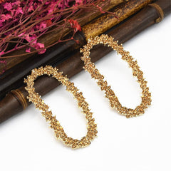 Champagne Cubic Zirconia & 18K Gold-Plated Open Drop Earrings