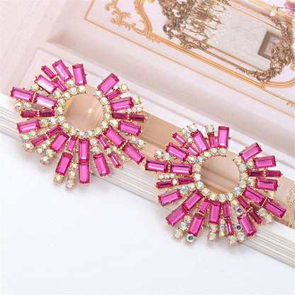 Pink Cubic Zirconia and 18K Gold-Plated Hola Round Stud Earrings, gold stud earrings for women, styled look