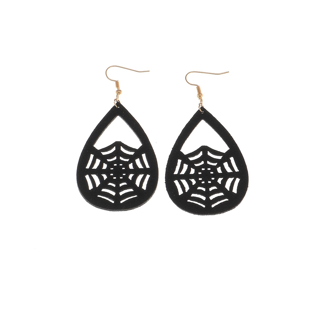 Black Polystyrene & 18K Gold-Plated Spiderweb Drop Earrings