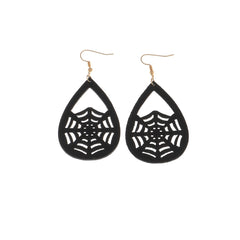 Black Polystyrene & 18K Gold-Plated Spiderweb Drop Earrings