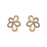 Cubic Zirconia & Pearl 18k Gold-Plated Flower Stud Earrings