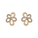 Cubic Zirconia & Pearl 18k Gold-Plated Flower Stud Earrings