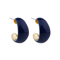 18K Gold-Plated & Blue Enamel Huggie Earrings