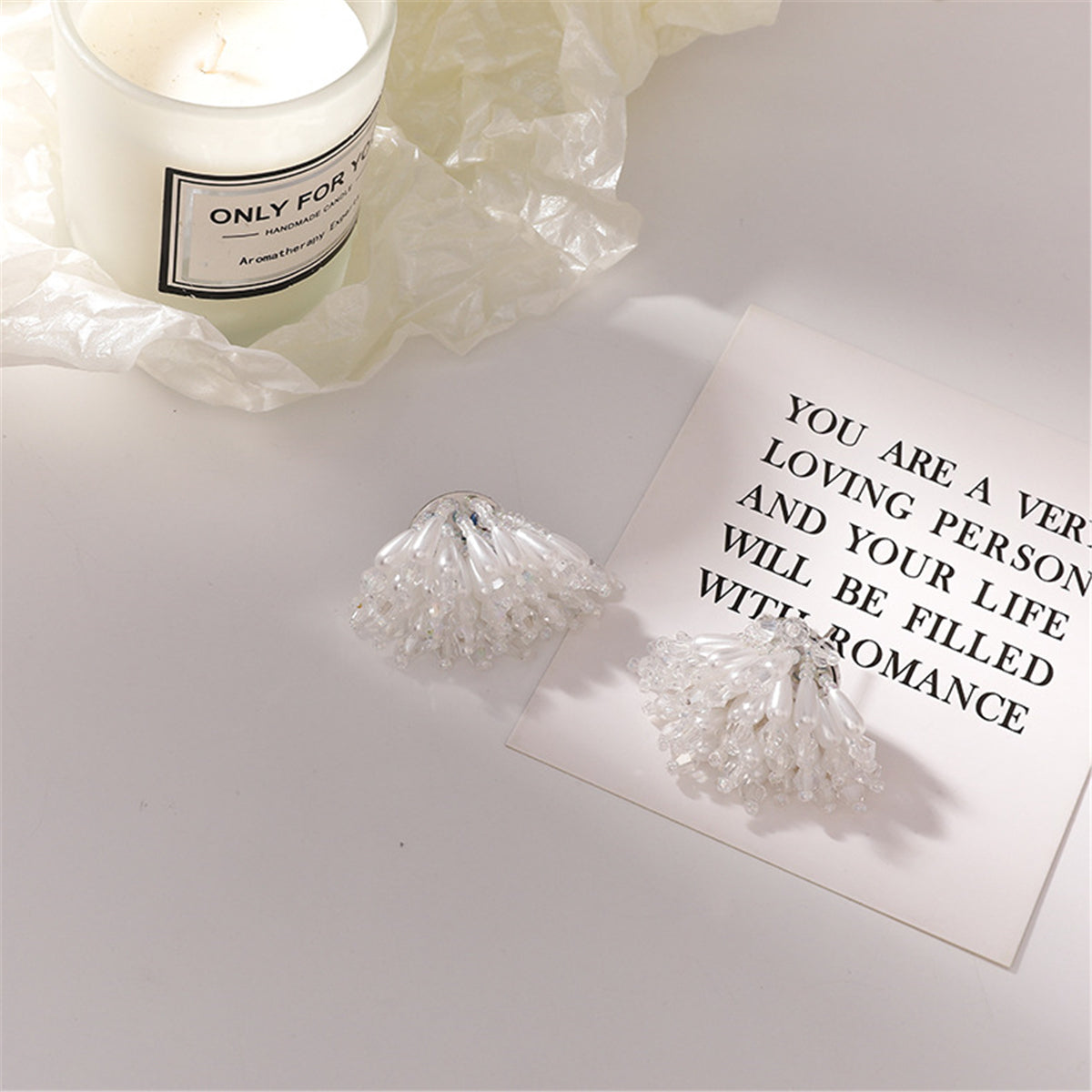 Pearl & Acrylic Silver-Plated Cluster Stud Earrings