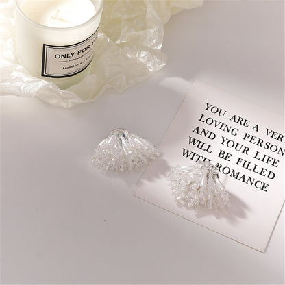 Pearl & Acrylic Silver-Plated Cluster Stud Earrings