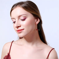 Red cubic zirconia & 18k Gold-Plated Arrow Heart Drop Earrings - streetregion