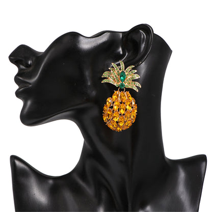 Orange Crystal and Cubic Zirconia Pineapple Drop Earrings, drop earrings for women, elegant gift for her, styled look