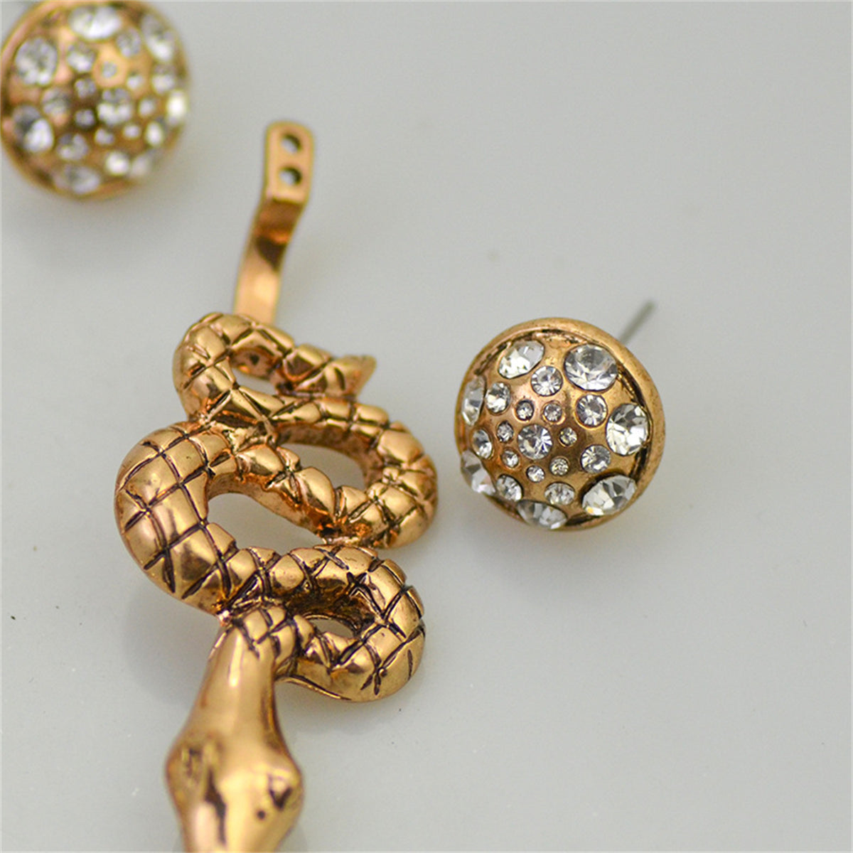 Cubic Zirconia & 18K Gold-Plated Snake Ear Jackets