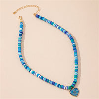 Blue Polymer Clay & 18k Gold-Plated Heart Pendant Necklace